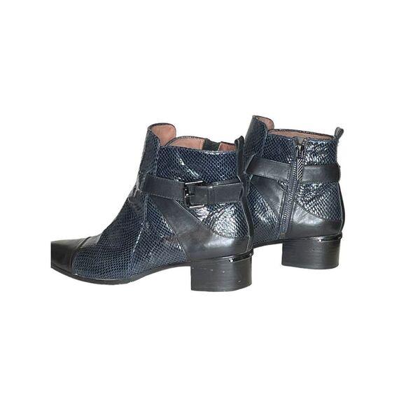 Donald Pliner Womens  Blue Snakeskin and Leather Ankle Boots - Picture 4 of 10